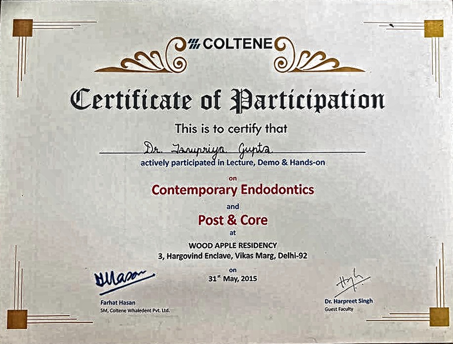 Dental certificate