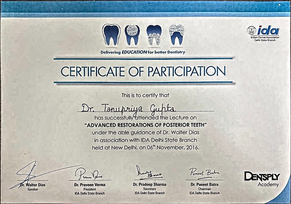 Dental certificate
