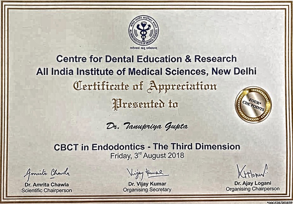 Dental certificate