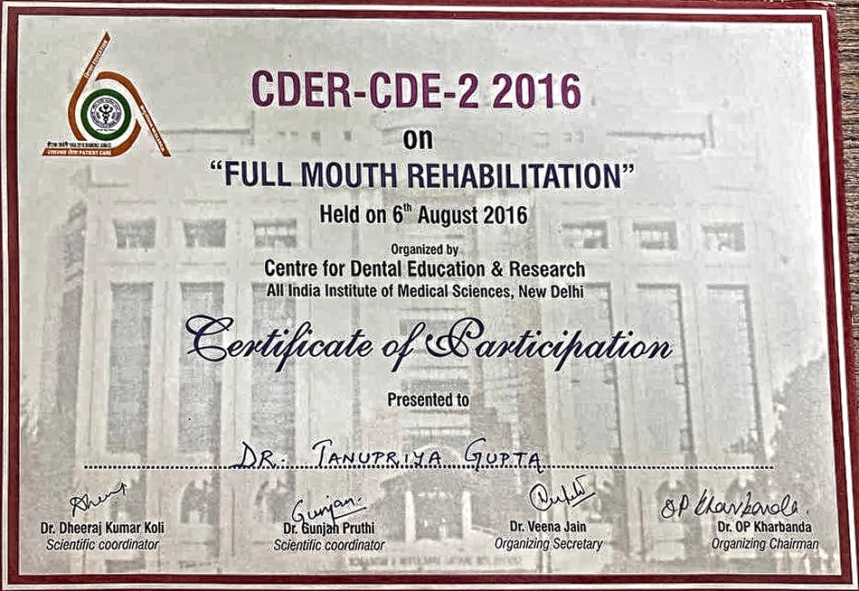 Dental certificate
