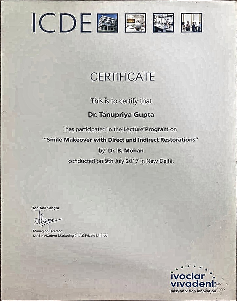 Dental certificate