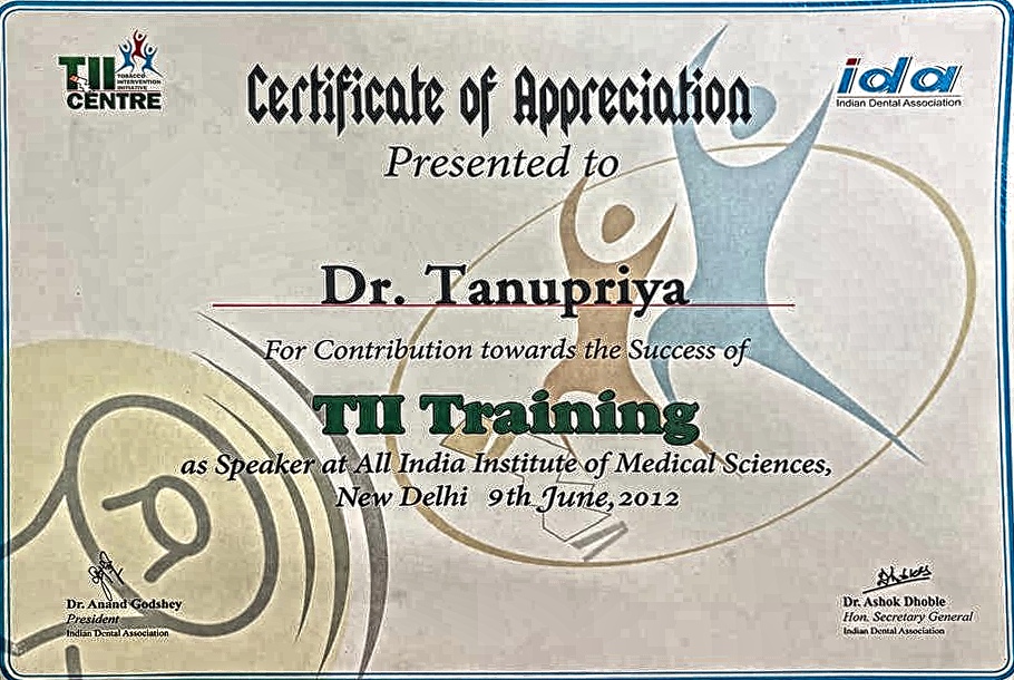Dental certificate