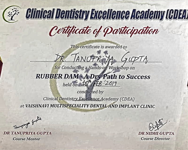 Dental certificate