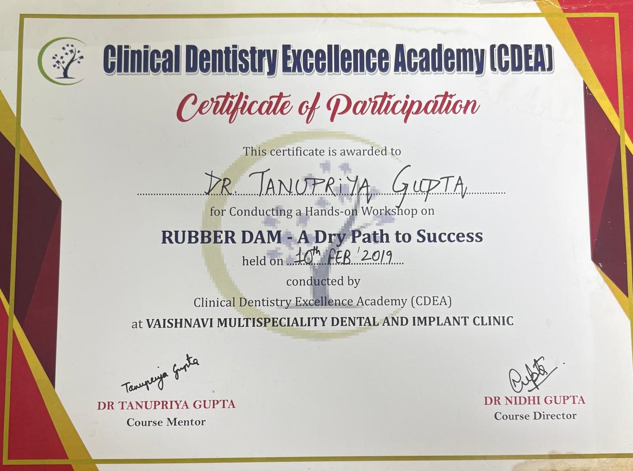 Dental certificate