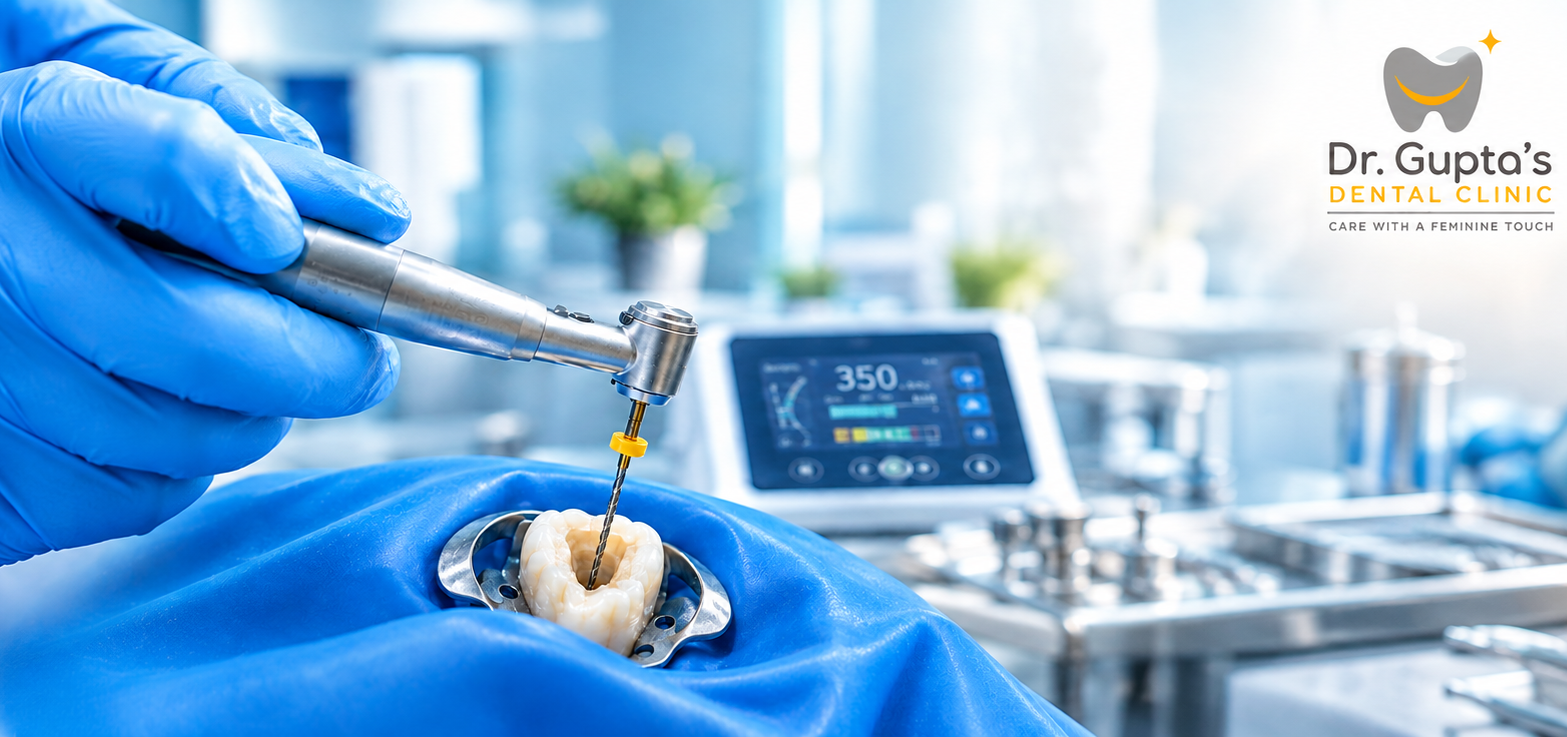 Dentist using advanced dental equipment