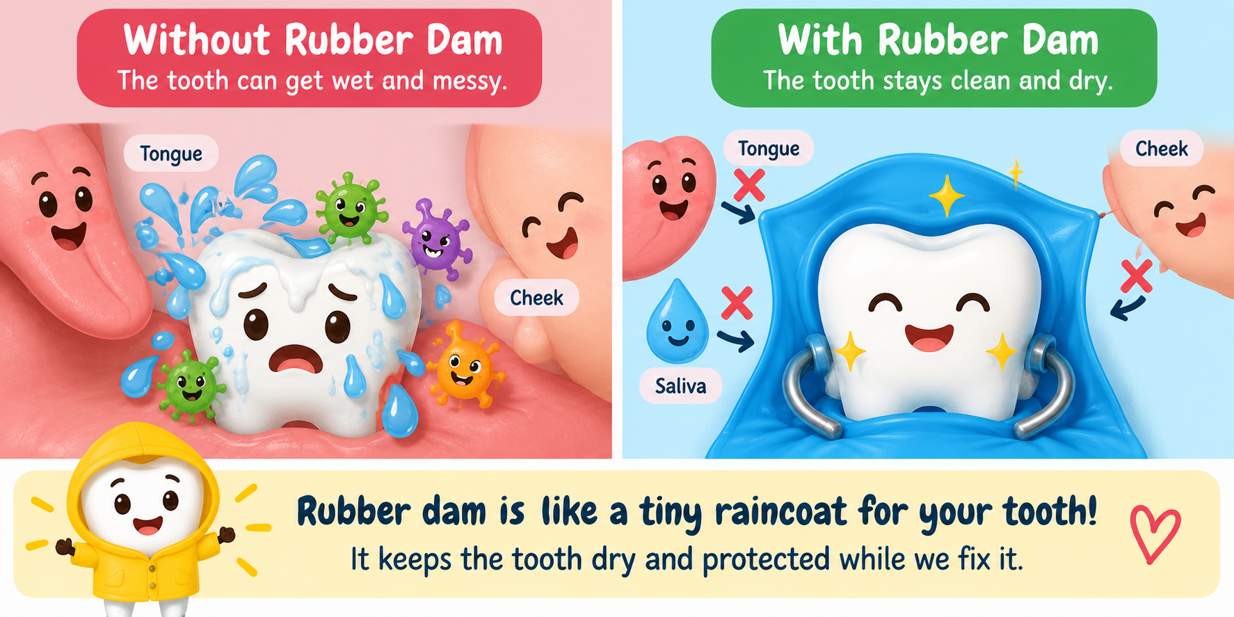 Rubber dam isolation around a tooth