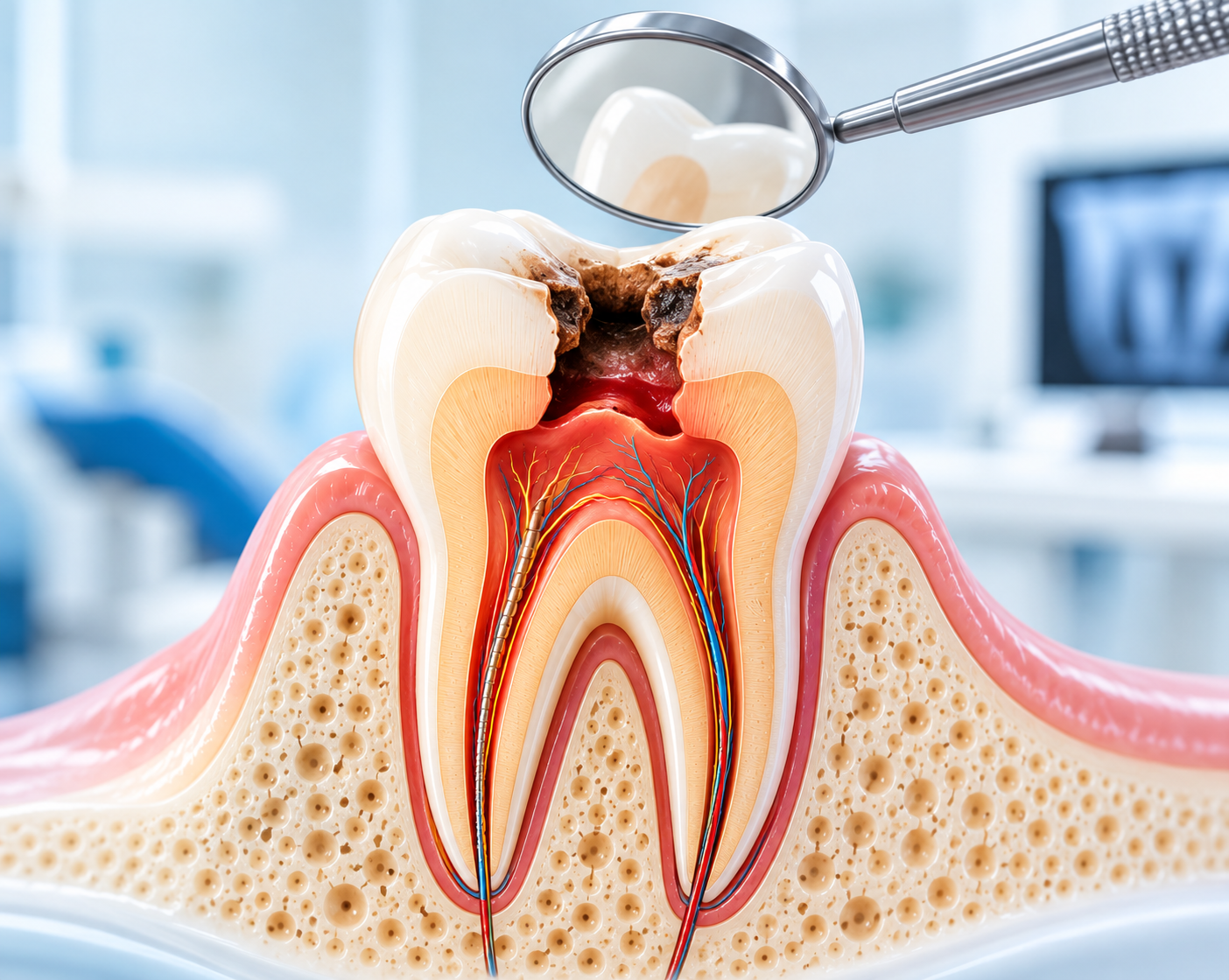 Root canal treatment illustration