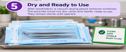 Sterilised dental instruments in storage